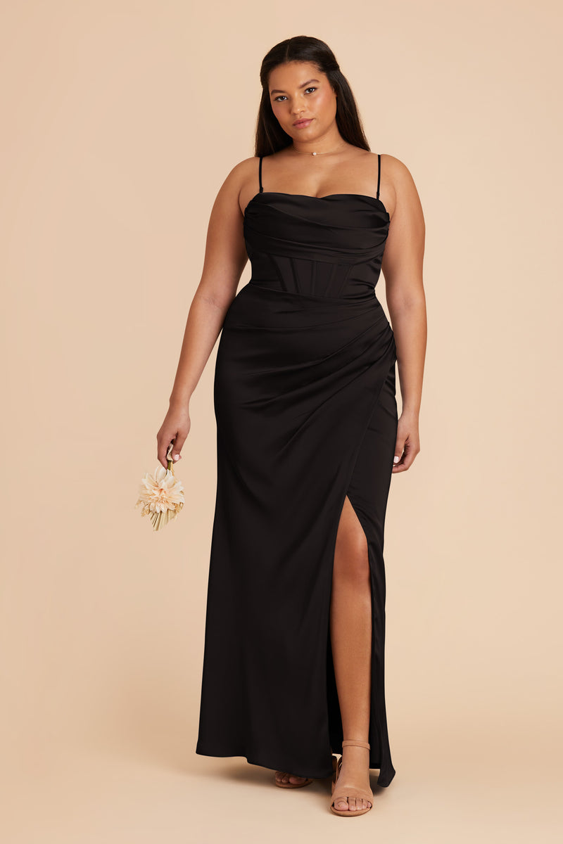 Black Carrie Matte Satin Dress by Birdy Grey