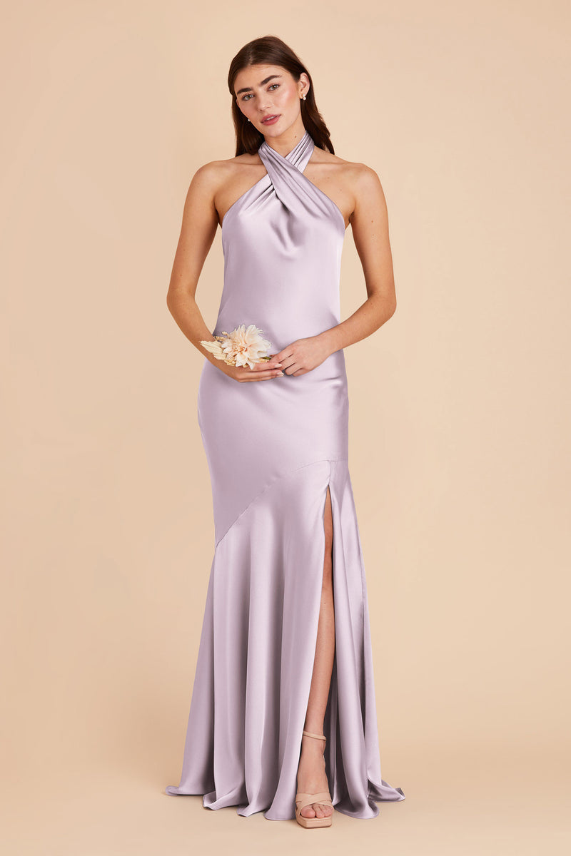 Dusty Lilac Stephanie Matte Satin Dress by Birdy Grey