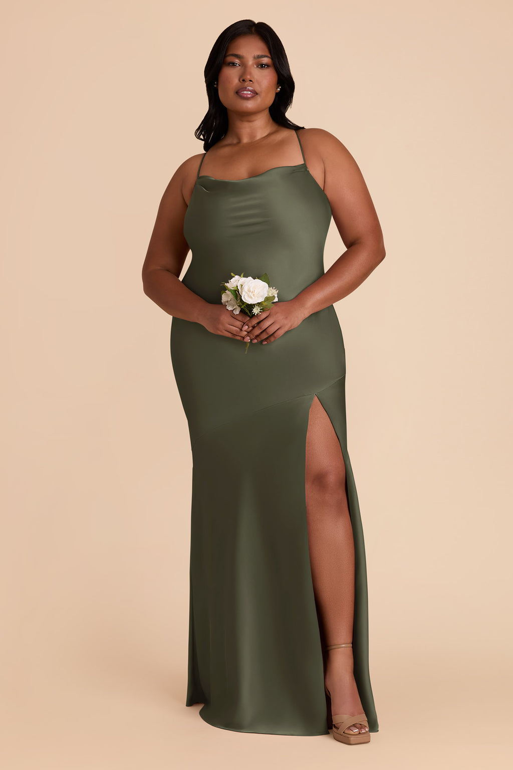 Olive Olivia Matte Satin Dress by Birdy Grey