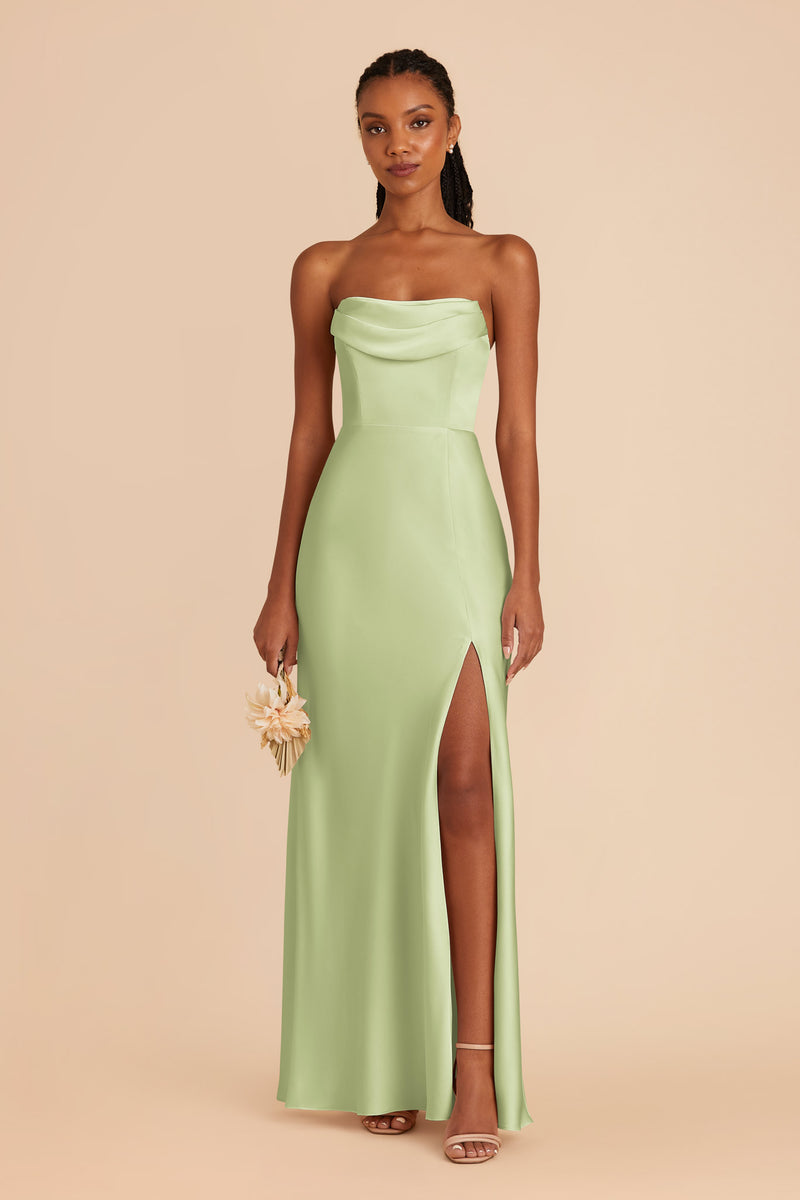 Pale Pistachio Mia Convertible Matte Satin Dress by Birdy Grey