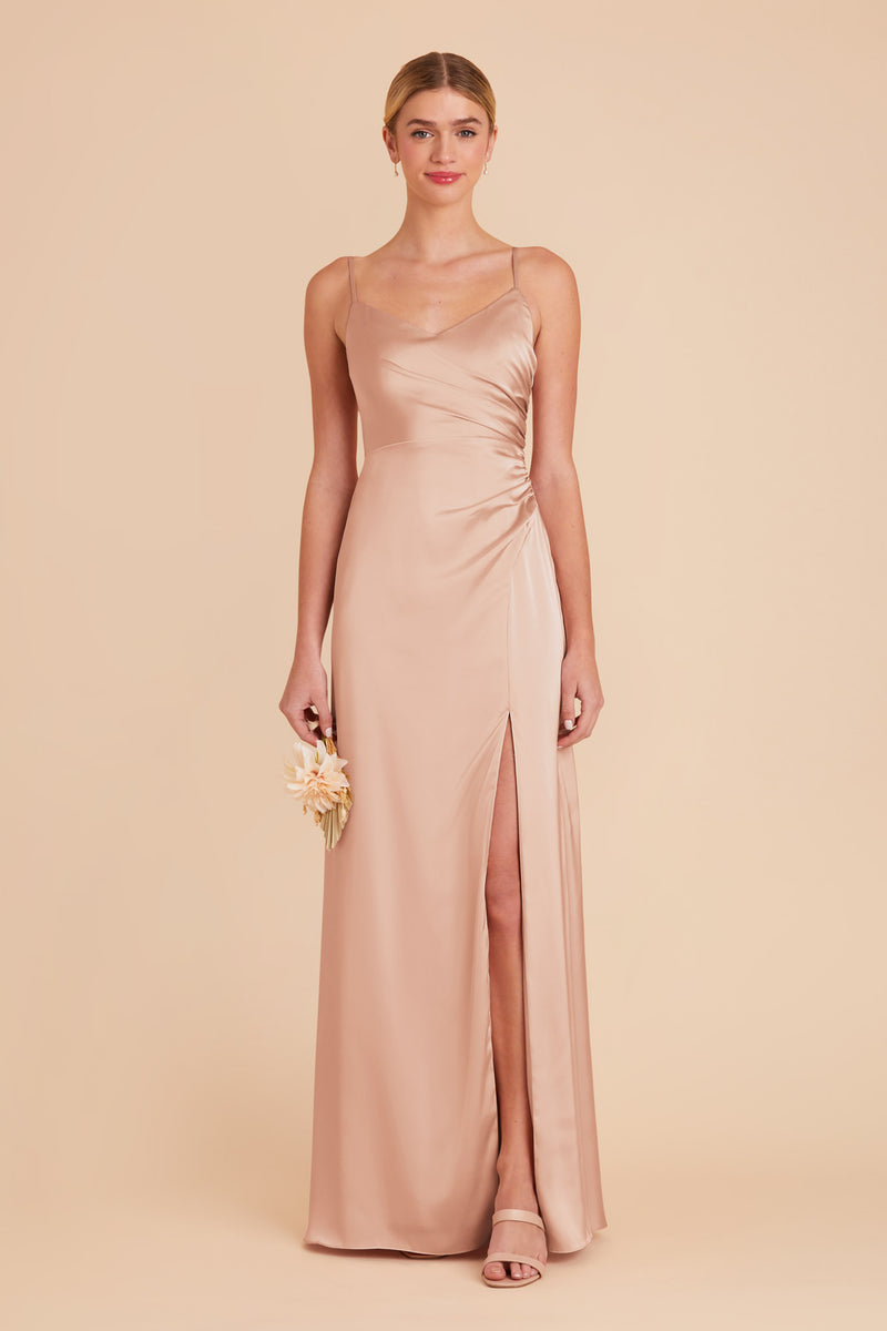 Rose Gold Catherine Matte Satin Dress by Birdy Grey