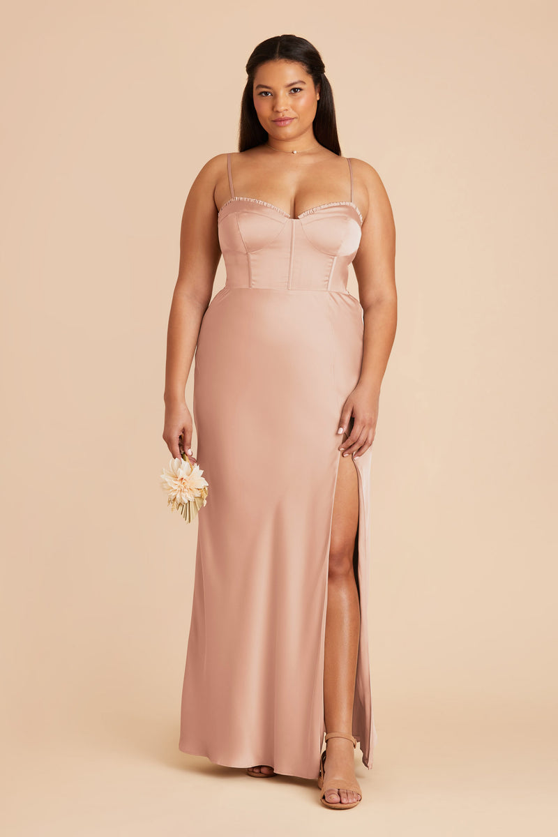 Rose Gold Jessica Matte Satin Dress by Birdy Grey