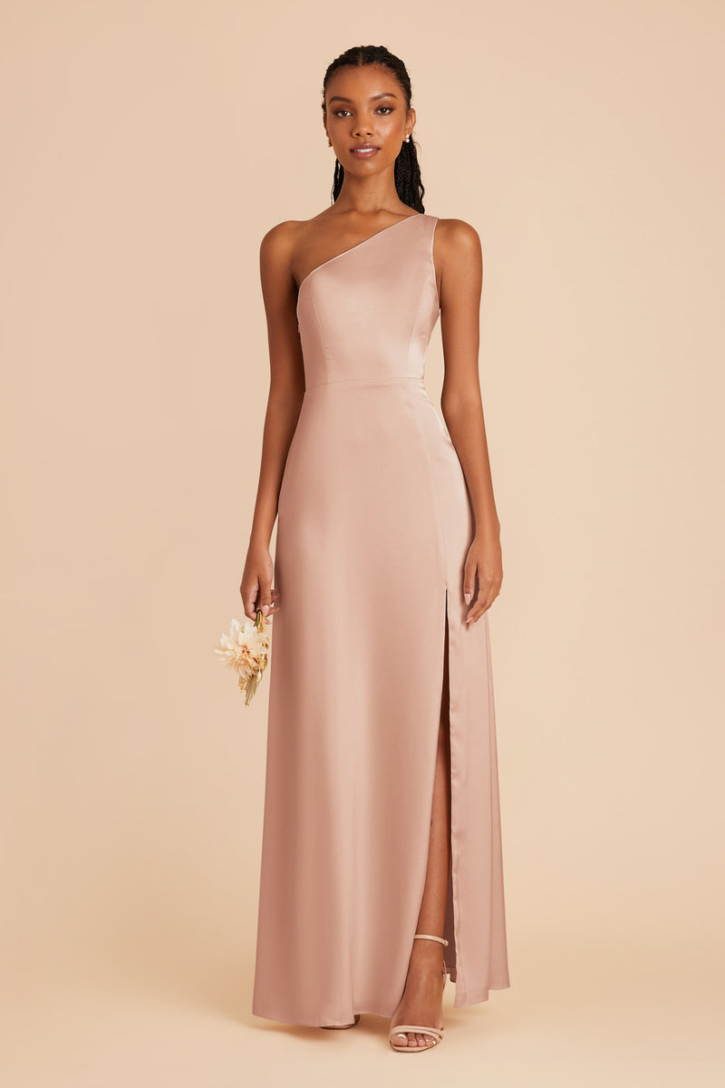 Rose Gold Kira Matte Satin Dress by Birdy Grey