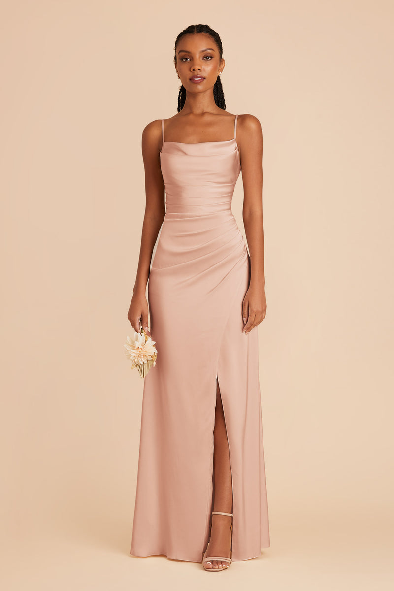 Rose Gold Lydia Matte Satin Dress by Birdy Grey