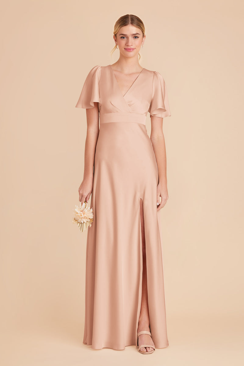 Rose Gold Marni Matte Satin Dress by Birdy Grey