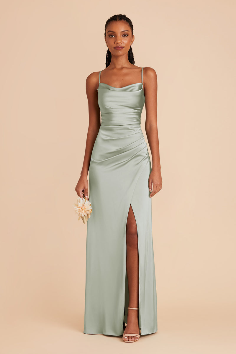 Sage Lydia Matte Satin Dress by Birdy Grey