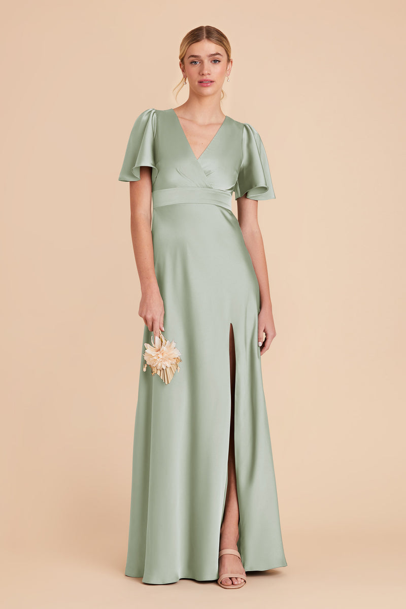 Sage Marni Matte Satin Dress by Birdy Grey